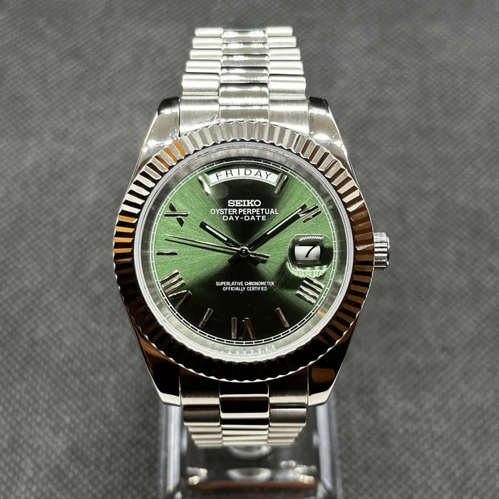 Olive Green Day Date Watch