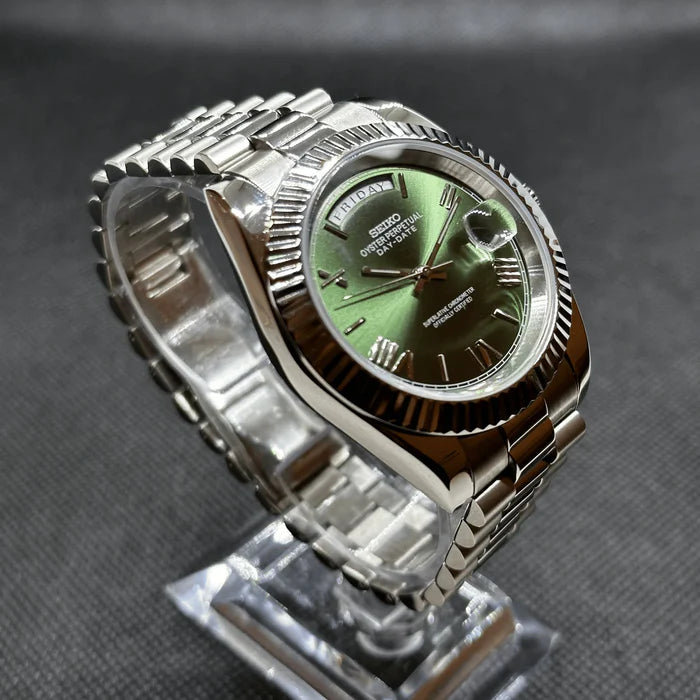 Olive Green Day Date Watch