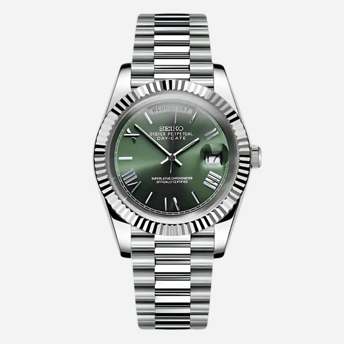 Olive Green Day Date Watch